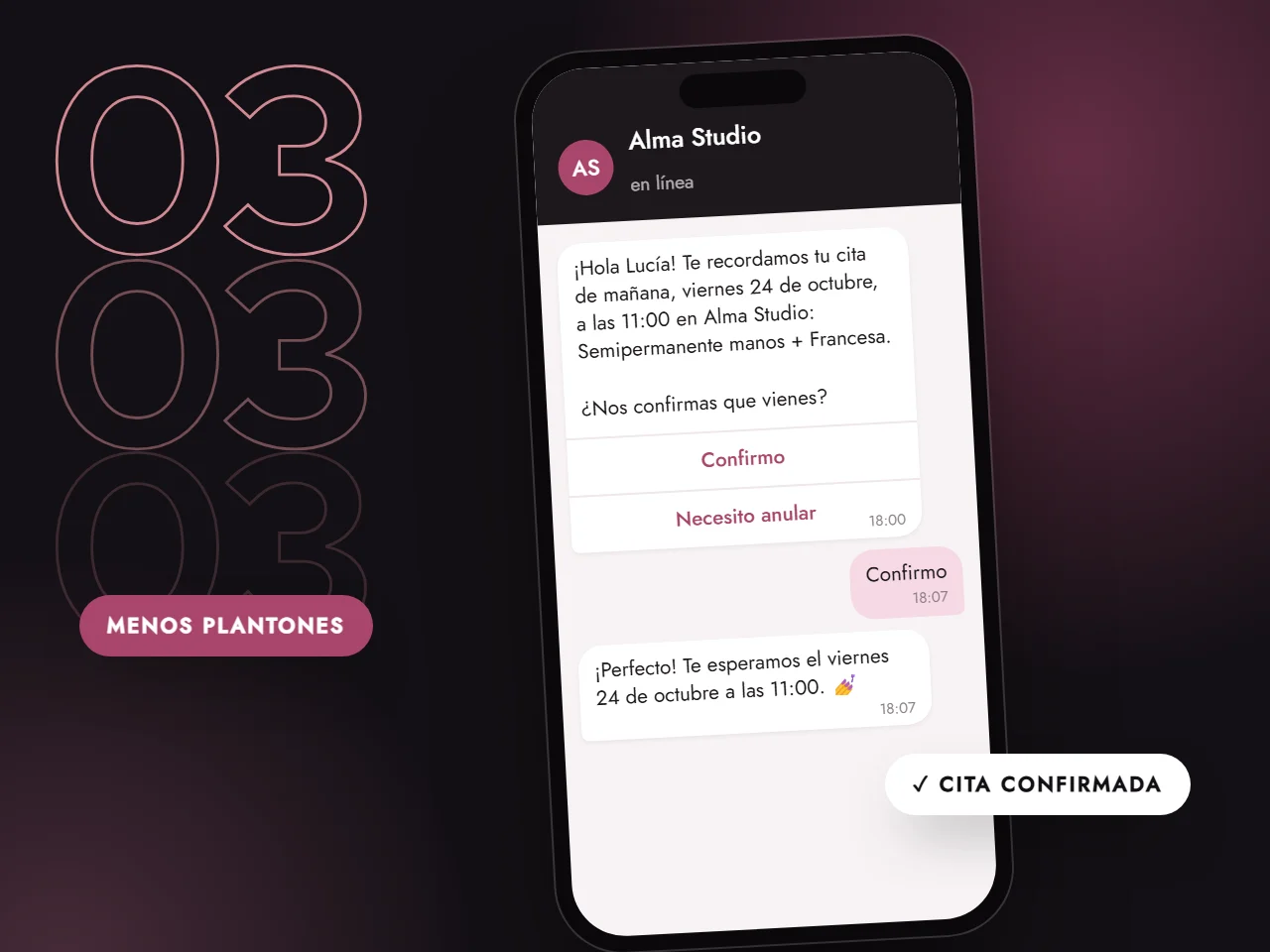 Un móvil con el recordatorio de la cita